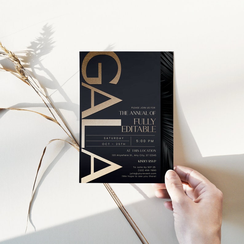 Business Invitation Template for gala dinners or evening receptions, customizable and ideal for corporate use.