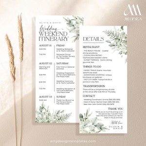 Wedding Itinerary Template Printable, Minimalist Wedding Weekend Itinerary Template, Timeline Schedule Weekend Events Editable