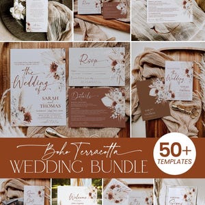 Boho Terracotta Wedding Invitation Bundle