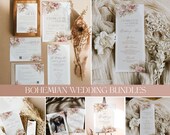 Pink Floral Bohemian Wedding Invitation Suite Template (Digital Download) D016