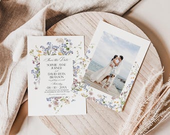 Wildblumen Save The Date Template: Botanischer Garten Evite (Digitaler Download) D029