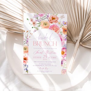 Colorful Bridal Shower Brunch Invitation with Vivid Flower Design – Printable Template