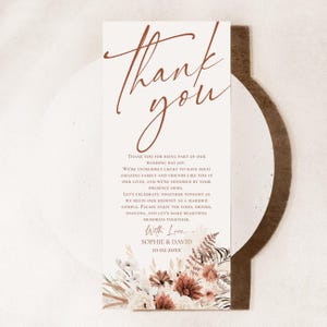 Terracotta Wedding Thank You Place Card: Boho Table Note