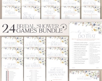Wildflower Bridal Shower Games Bundle: 24 Printable Cards (Digital Download) B016