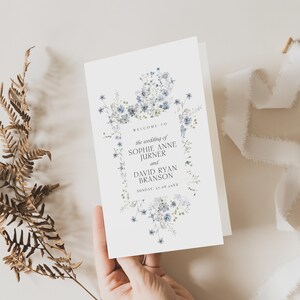 Wildflower Wedding Program Template, Catholic Wedding Program Template, Ceremony Programs, Order of Service Church Booklet Printable D004