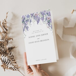 Catholic Wedding Program Template, Ceremony Program, Wedding Order of Service, Ceremony Church Program Folded Purple Wisteria Wedding D014
