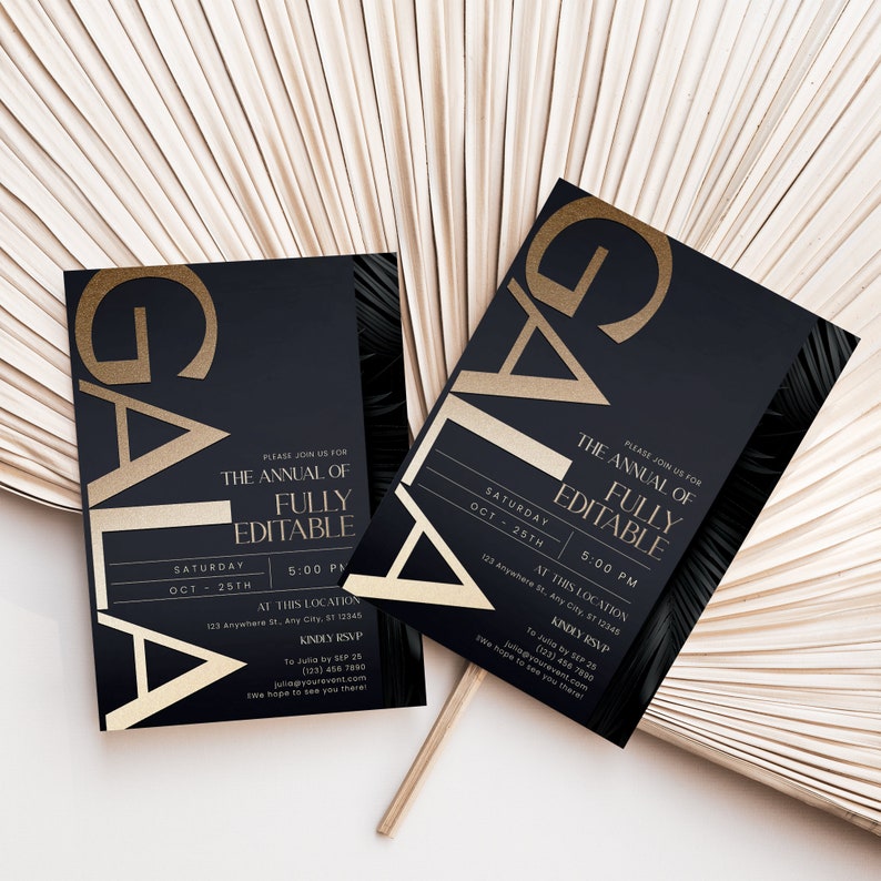 Editable Digital Gala Invitation for professional events, featuring classy layout and sophisticated typography.