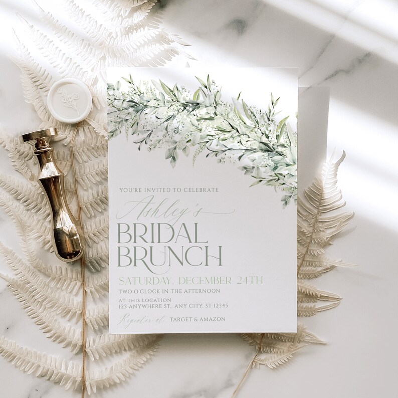 Greenery Bridal Brunch Invitation: Eucalyptus Leaves (Digital Download) image 2