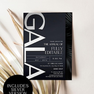 Editable Gala Invitation Template: Dinner Party, Business Event (Digital Download, 5x7 inches) image 3
