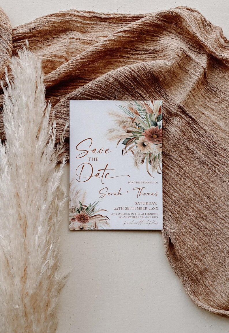Rust Boho Save the Date Template: Photo Card