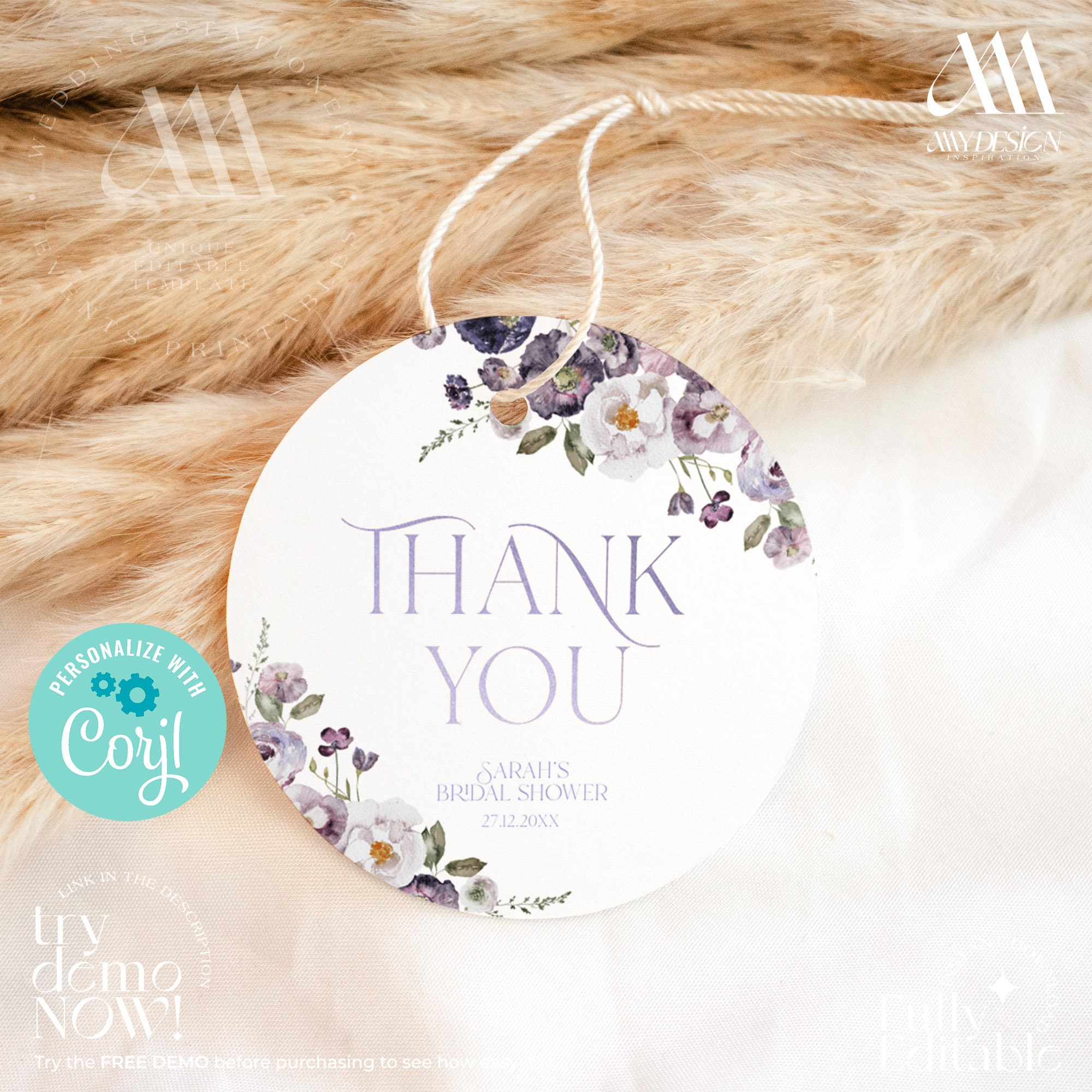 Blush And Burgundy Floral Favor Tags - Personalized Custom Wedding Thank You Tags