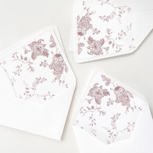 French Toile Envelope Liner Template, Pink Monogram Wedding Envelope Liner Template A1 A2 A6 A7 C5 C6, Digital File SVG, Instant Download