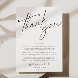 Minimalist Wedding Thank You Place Card Template: Editable Design (Digital Download)