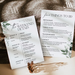 Wedding Itinerary Template Printable, Minimalist Wedding Weekend Itinerary Template, Timeline Schedule Weekend Events Editable