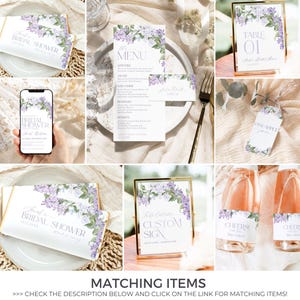 Lilac Floral Wedding Place Card Template (Digital Download) B001 image 10