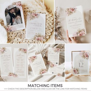Boho Wedding Thank You Note: Pink Floral Table Setting (Printable) D016 image 9