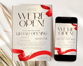 Gold Grand Opening Invitation: Elegant Business Launch (Editable Template)