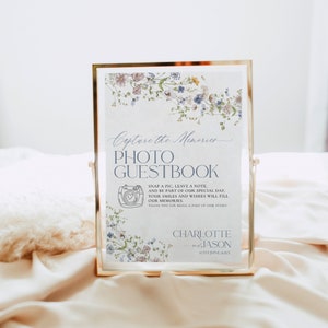 Photo Guest Book Sign, Wildflower Wedding Photo Guestbook Sign Printable Wedding Guestbook Sign, Please Sign Our Guestbook D006