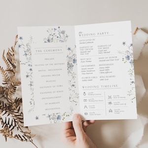 Wildflower Wedding Program Template: Catholic Ceremony Booklet (Digital Download) D004