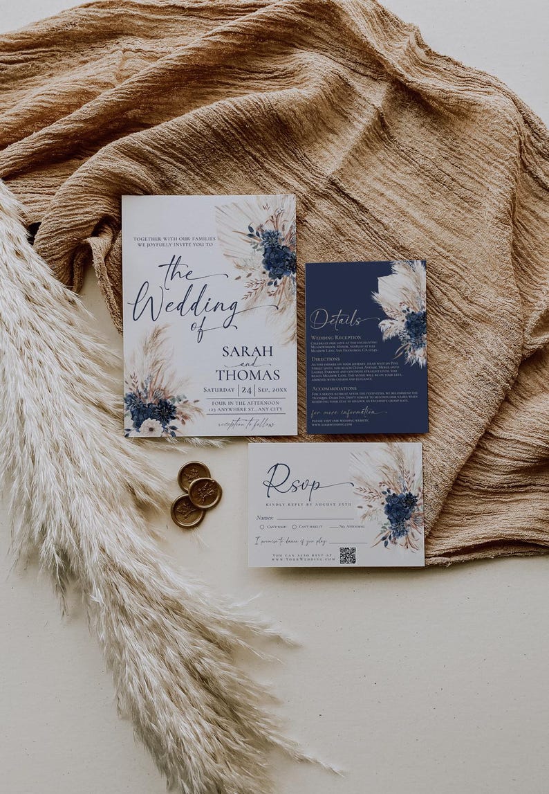 Navy Gold Wedding Invitation Card Template Amy Design Templates