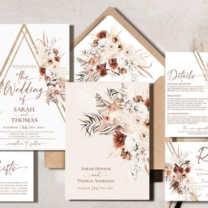 Terracotta Wedding Invitation Suite: Boho Fall Invite Set (Digital Download)