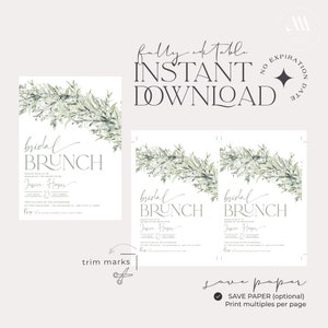 Greenery Bridal Brunch Invitation: Eucalyptus Leaves (Digital Download) image 6
