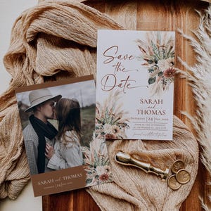 Rust Boho Save the Date Template: Photo Card