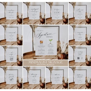 Minimalist Wedding reception signs bundle, Wedding sign bundle template, Boho Wedding sign bundle Editable Template E018