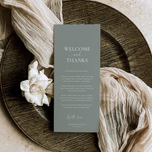 Minimal Wedding Table Thank You Template, Thank You Napkin Note, Place Setting Cards, Dessert Wedding Thank You, Boho Greenery Template D024