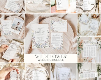 Wildflower Wedding Invitation Bundle Template (Digital Download) D026
