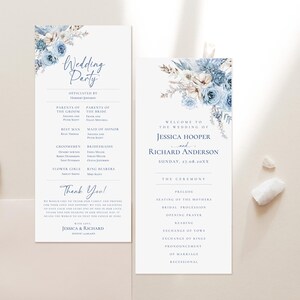 Blue Floral Catholic Wedding Program Template, Catholic Ceremony Programs (Digital Download) D018 image 12