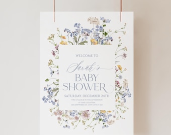 Wildflower Baby Shower Welcome Sign: Editable Floral Poster (Digital Download) G001