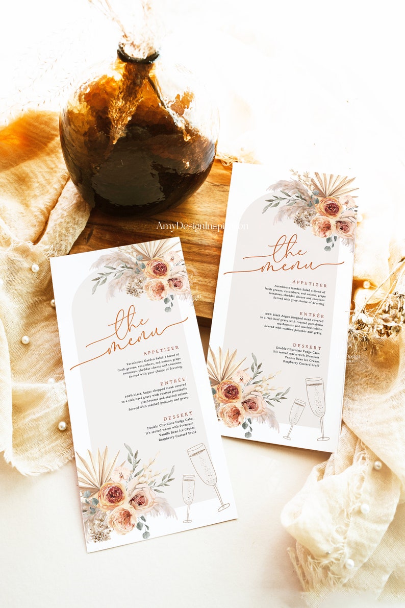 Boho Menu Template Orange Boho Bridal Shower Menu Desert Etsy Boho Menu Template Orange Boho Bridal Shower Menu Desert Etsy