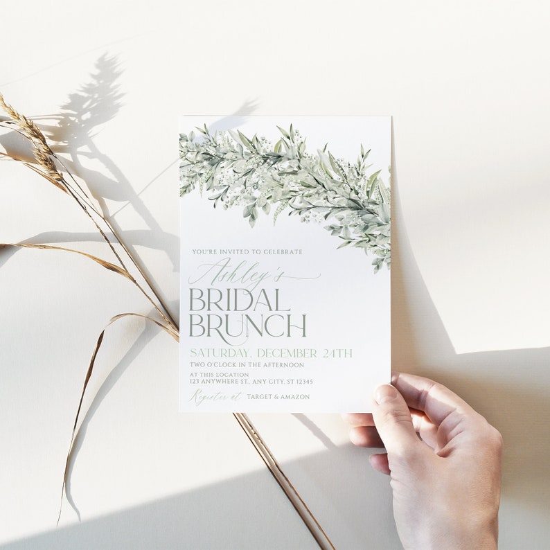Greenery Bridal Brunch Invitation: Eucalyptus Leaves (Digital Download) image 3