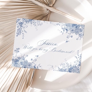Bridesmaid Proposal Card Template, Editable Be My Bridesmaid, Printable bridesmaid cards Something Blue Shower B037