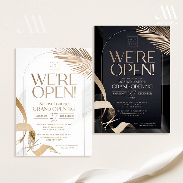 Grand Opening Flyer Template, Grand Opening Invitation, Business invitation, Launch Party invitation, We're open Invite C044