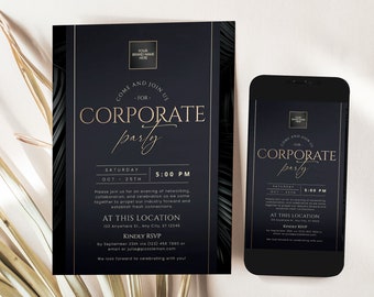 Corporate Party Invitation Template: Editable Business Dinner (Digital Download)