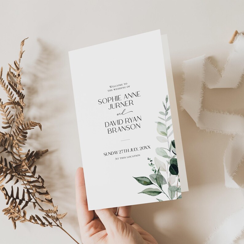 Catholic Wedding Program Template, Ceremony Programs Template, Modern Wedding Program Template Download D001