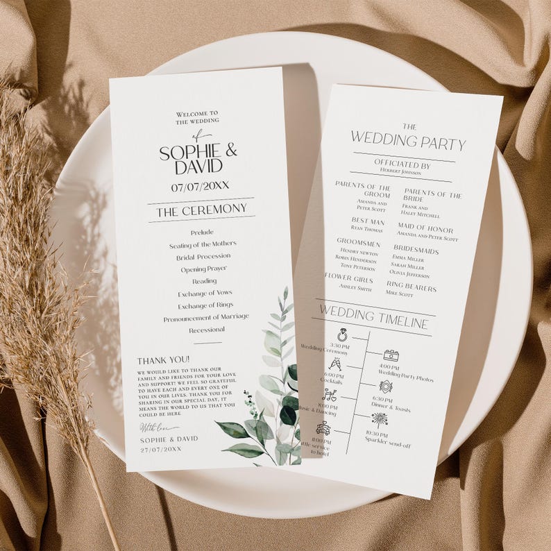 Catholic Wedding Program Template, Ceremony Programs Template, Modern Wedding Program Template Download D001