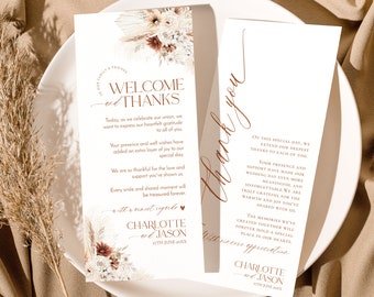 Boho Thank You Napkin Note, Thank You Place Setting Thank You Wedding Table Thank You Card Template, Place Setting Cards D011