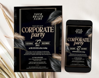 Editable Corporate Party Invitation Template: Elegant Business Dinner (Instant Download)