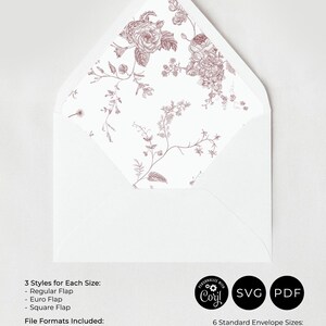 French Toile Envelope Liner Template, Pink Monogram Wedding Envelope Liner Template A1 A2 A6 A7 C5 C6, Digital File SVG, Instant Download