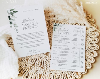 Wedding Weekend Itinerary Template: Welcome Bag Note (Digital Download)