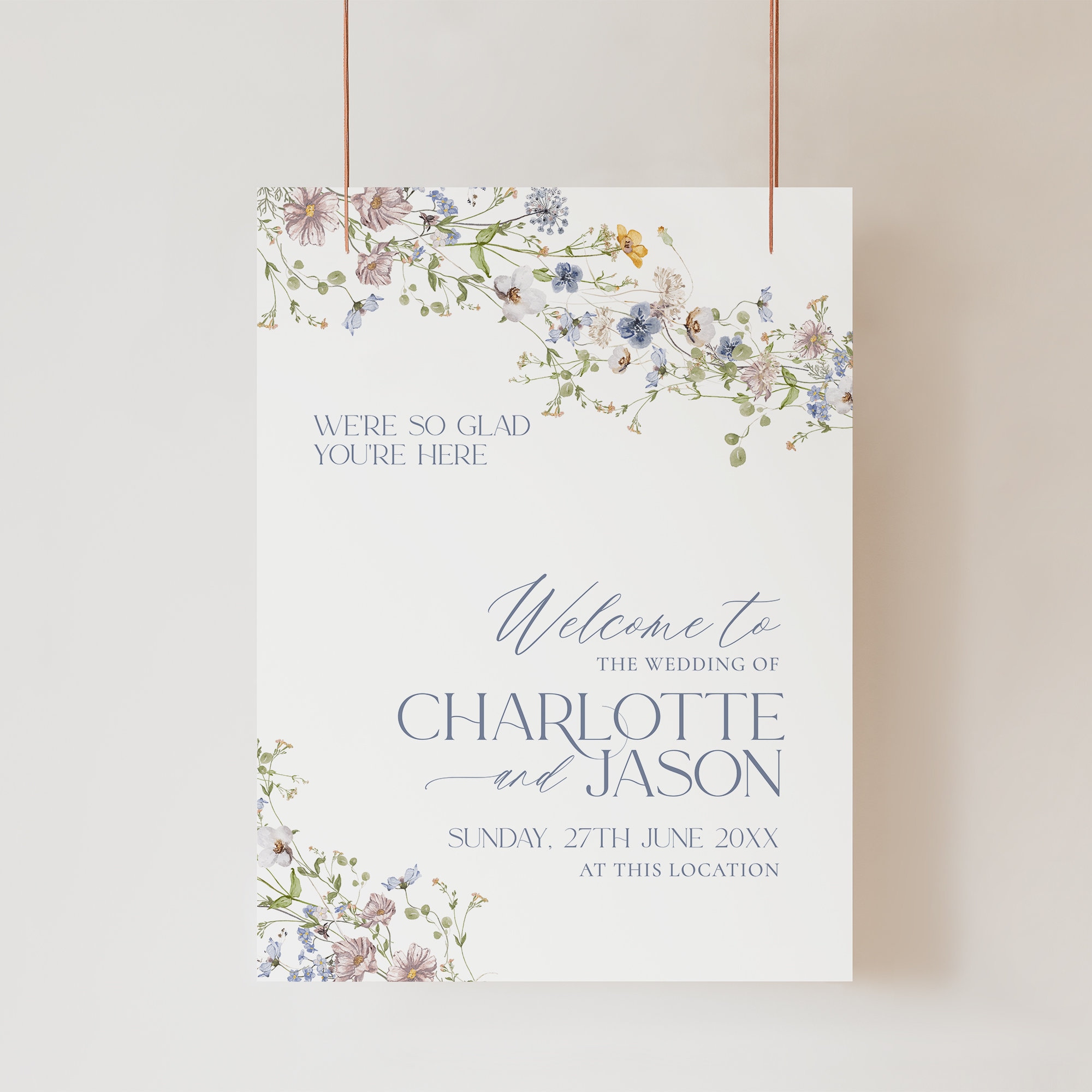 Wildflower Wedding Welcome Sign Template Download Printable Welcome Poster Elegant Wedding Signage Wedding Reception Editable D006