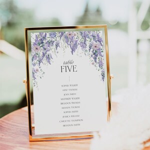 Wisteria Wedding Seating Chart Template: Purple Botanical Wildflower Design (Digital Download) D014
