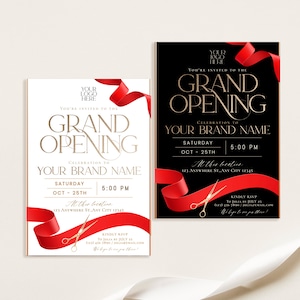 Grand Opening Flyer Template, Grand Opening Invitation Printable, Launch Party invitation Black and White Grand Opening Invite Template C047