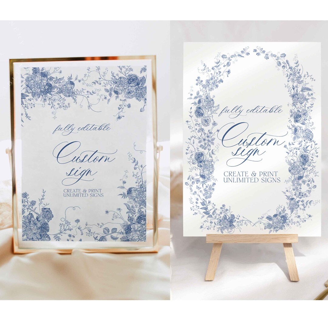 Editable Personalized Sign, Something Blue Shower Sign, Monogram ...