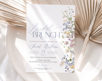 Boho Wildflower Bridal Brunch Invitation Template (Digital Download)