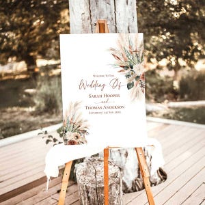 Boho Rustic Wedding Welcome Sign Template, Boho Wedding Signage Printable, Welcome to Our Wedding Signs Poster D036