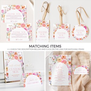 Complete Bridal Shower Brunch Template Bundle with Colorful Flowers – Printable Invitation, Menu, Place Cards, Signs, and More